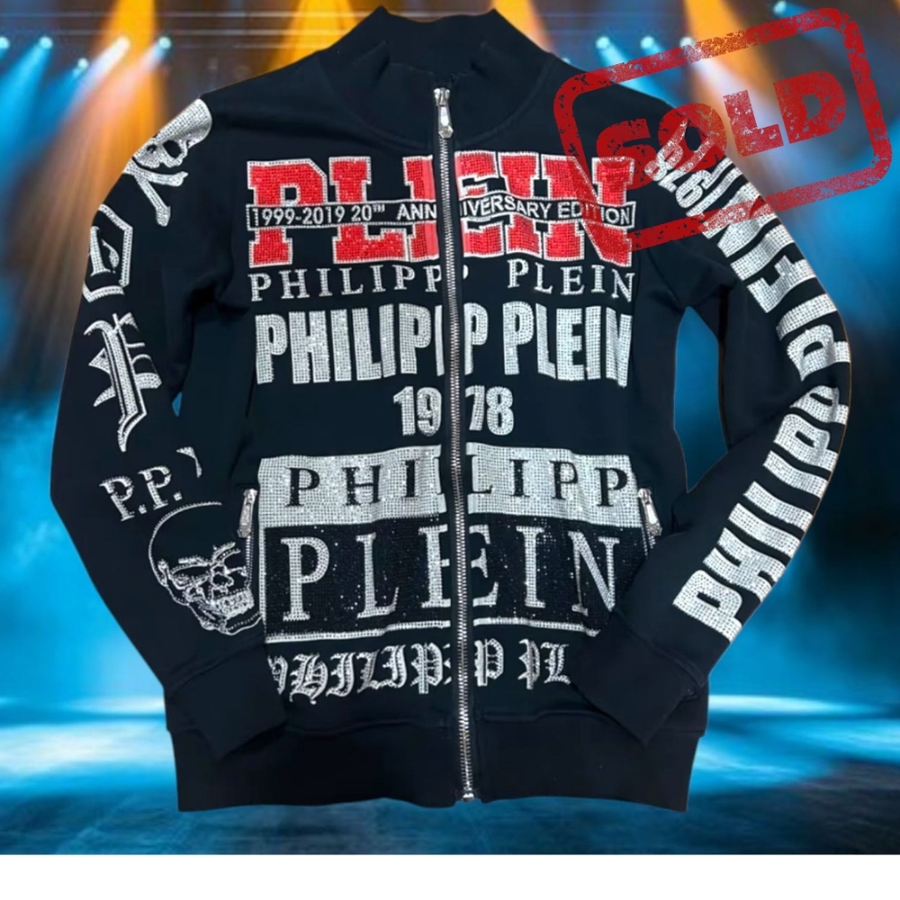 Philipp Plein Black Graphic Zip-Up Jacket